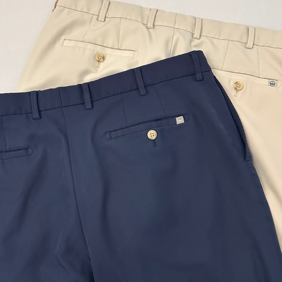 Peter Millar Pants Mens 35 Tan/Navy Performance Stretch Golf Chino Lot of 2